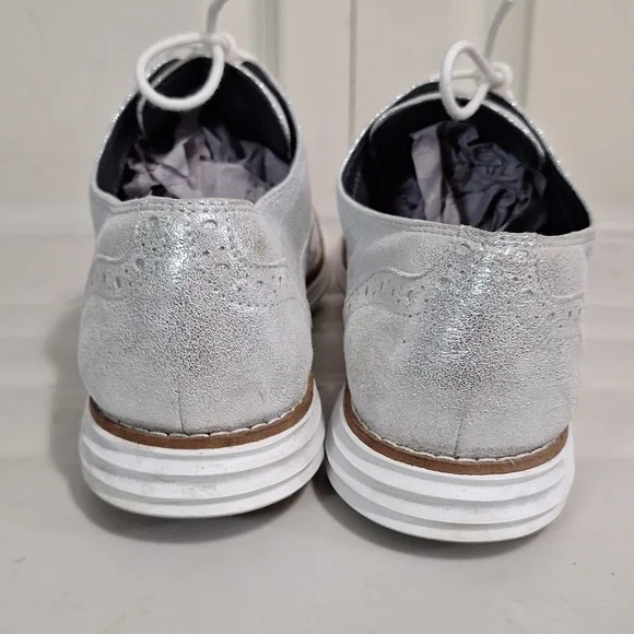 Cole Haan original zero grand lace-up sneakers soft wingtips- 5-metallic silver - Picture 4 of 10